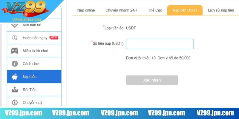 Nạp Rút Tiền VZ99 1 Tìm hiểu về điều kiện để nạp rút tiền VZ99
